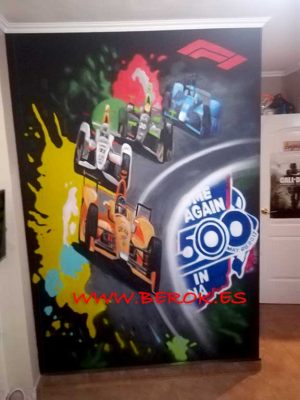 Mural Graffiti Fernando Alonso Mclaren Indy Indianapolis 300x100000